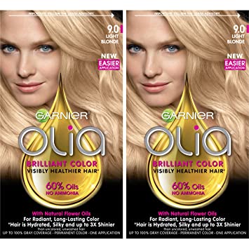 Garnier Olia Ammonia-Free Brilliant Color Oil-Rich Permanent Hair Color, 9.0 Light Blonde (Pack of 2) Blonde Hair Dye