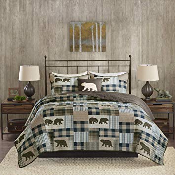 Woolrich Twin Falls Quilt Set, Brown/Blue