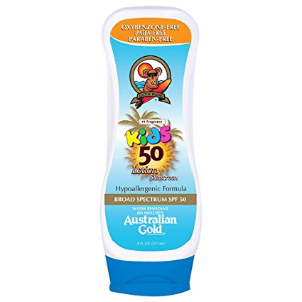 Australian Gold Kids SPF 50 Lotion Sunscreen, Hypoallergenic Formula, 8 Fl Oz