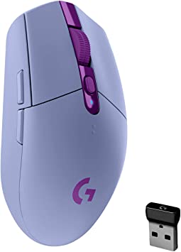 Logitech G305 LIGHTSPEED Wireless Gaming Mouse, HERO 12K Sensor, 12,000 DPI, Lightweight, 6 Programmable Buttons, 250h Battery Life, On-Board Memory, PC/Mac, Lilac