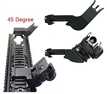 Ledsniper®front and Rear 45 Degree Offset Rapid Transition Buis Backup Iron Sight Set