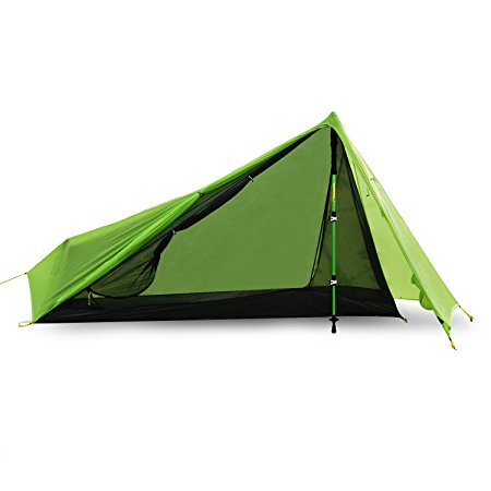 Andake Ultralight Tent Waterproof 1 Person Camping Tent/Backpacking Tent, Double-Sided Silicone-Coated 15D Nylon Ripstop Fabric with Carry Bag, Compact and Portable for Climbing, Hiking and Travel