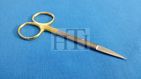 T/C IRIS SCISSORS STRAIGHT 4.5" WITH TUNGSTEN CARBIDE INSERTS ENT EAR SURGICAL INSTRUMENTS WITH GOLD HANDLE ( HTI BRAND)
