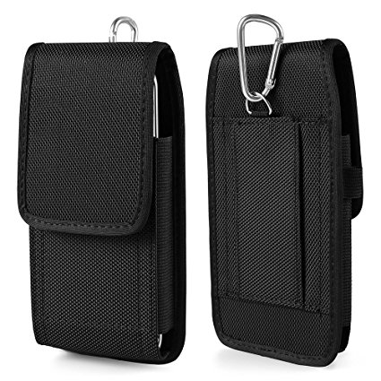 Premium Nylon Velcro Vertical Case Holster Belt Pouch for BlackBerry DKET60 / Google Pixel XL / Motorola Moto M / Z Play / Alcatel idol 4s / Pop 4s / HTC Bolt