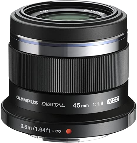 Olympus M.Zuiko Digital 45 mm F1.8 Lens, Fast Fixed Focal Length, Suitable for All MFT Cameras (Olympus OM-D & PEN Models, Panasonic G-Series), Black