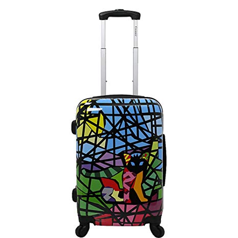 Chariot 20" Lightweight Spinner Carry-on Hardside Suitcase Luggage, Stained Glass Cat