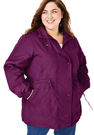 Woman Within Plus Size Women's Plus Size Fleece-Lined Taslon Anorak