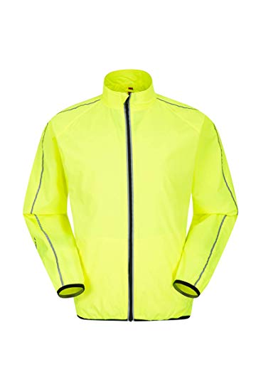 Mountain Warehouse Force Mens Water-Resistant Running Jacket - Highly Reflective Rain Jacket, Mesh Panels, Zipped Pockets Raincoat, Scooped Back - Best for Outdoors