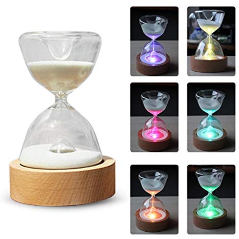 Aolvo Hourglass Timer LED Night Lights with Remote Control, Colorful Light Sleep Lamp with USB Cable, Bedroom Decorations Wedding Chirstmas Birthday Gift