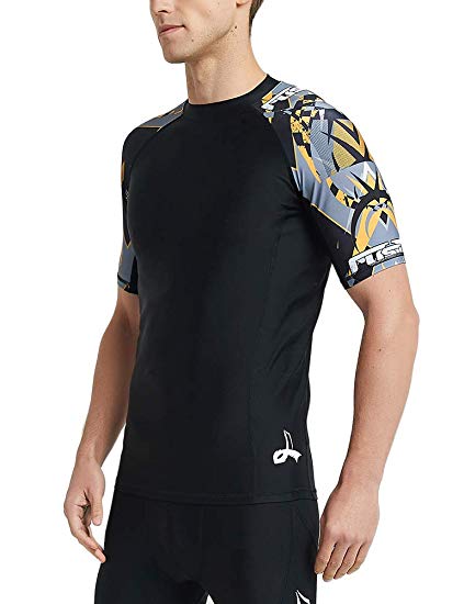 LAFROI Men's Short Sleeve UPF 50  Baselayer Skins Compression Rash Guard