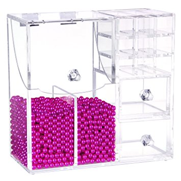 Lifewit Langforth 5mm Thick Acrylic Makeup Organizer Case with Rosy Pearl, Type2