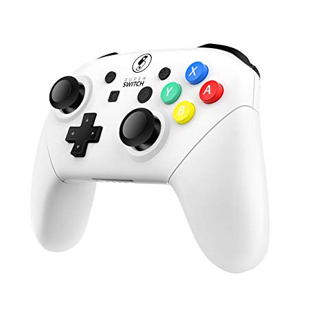 MASCARRY Replacement Shell Case for Switch Pro Controller, Super Switch DIY Faceplate and Backplate Case With Replacement Buttons and Handles for Switch Pro Controller (White)