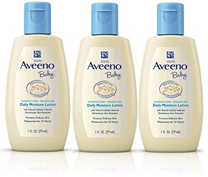 Aveeno Baby Daily Moisture Lotion Travel Size 1 oz (29ml) - Pack of 3