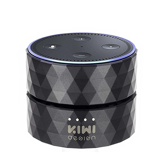 Battery Base for Echo Dot 2nd Generation 10000mAh Powerbank for Android Devices by KIWI Design (Black)