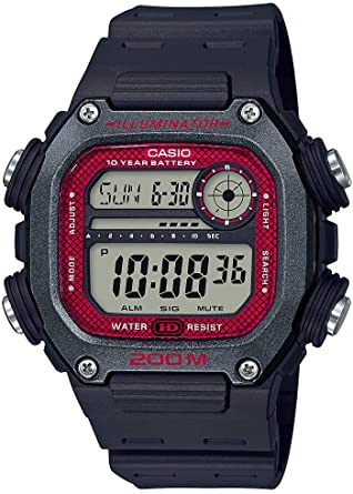 Casio 10 Year Battery Quartz Watch with Resin Strap, Black, 27.2 (Model: DW-291H-1BVCF)