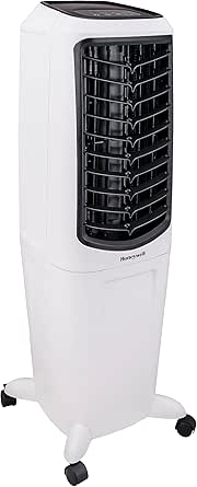 Honeywell 700 CFM Compact Spot Fan & Humidifier, Indoor Portable Evaporative Air Cooler, Swamp cooler, Remote Control (White)