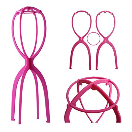 Dreamlover 19.7 Inches Portable Tall Wig Stand for All Wigs, Collapsible Wig Dryer, Durable Wig Display Tool, Travel Wig Stand (Hot Pink)