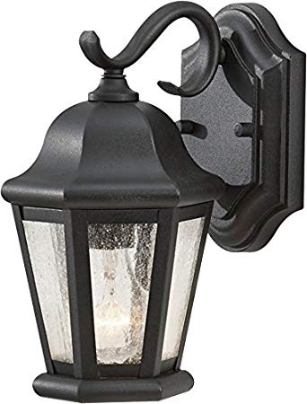 Feiss OL5900BK Martinsville Outdoor Patio Lighting Wall Lantern, 1-Light, 100 Watt, Black (6"W x 11"H)