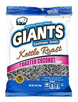 GIANTS Sunflower Seeds, Toasted Coconut flavor, 5 ounce Bags(Pack of 12)