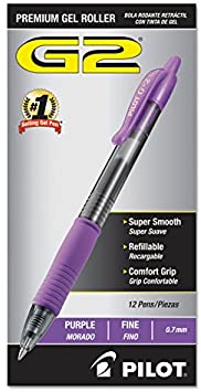 Gel Pen,Retractable/Refillable,Fine Point,Purple, Sold as a Dozen