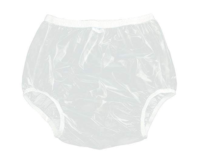 Haian Adult Incontinence Pull-on Plastic Pants 3 Pack (Small, Transparent White)