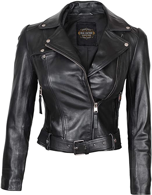 Black Leather Jacket Women - Real Lambskin Quilted Leather Jacket Womens