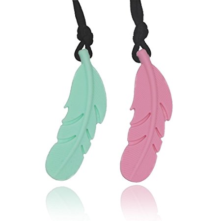 V-TOP Chew Necklace Oral Sensory Silicone Teething Pendant for Nursing Mom, ADHD Children and Autism & Oral Motor Special Needs Kids -BPA Free 2 Pack