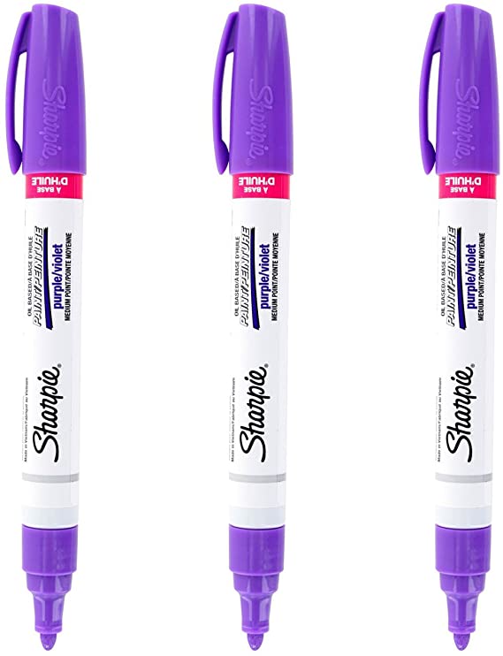 Sharpie, Medium Point, Purple Ink, Oilased Paint Marker, Pack of 3