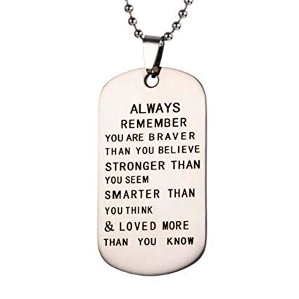 Hunputa Dad Mom To Son Dog Tag Necklace Military Mens Jewelry Personalized Custom Dogtags Pendant Love Gift (B)