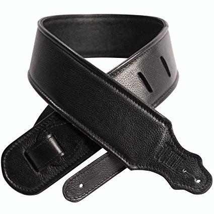 So There Padded Leather Guitar Strap - Genuine Leather Strap Best for Guitar or Bass - Black