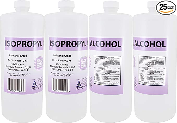 25 x 950ml Bottles of 99.8+% Pure Isopropyl Alcohol Industrial Grade IPA Concentrated Rubbing Alcohol