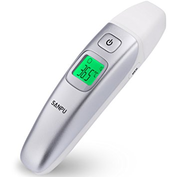 SANPU Digital Medical Infrared Forehead and Ear Thermometer for Baby ,Kids and Adults with Fever Indicator CE and FDA Approved.