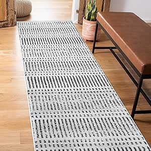 Rugshop Contemporary Stripe Lines High Traffic Living Room,Bedroom,Kitchen, Home Office Runner Rug 2' x 7' Cream