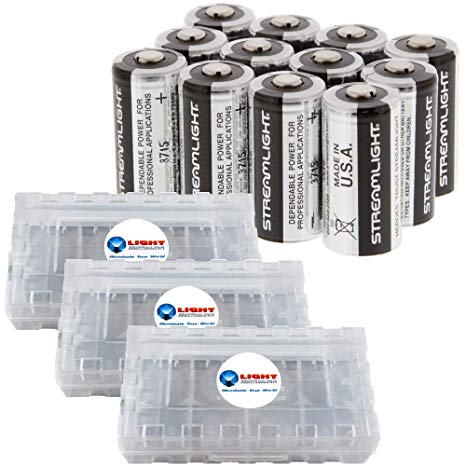 Streamlight CR123A Lithium Batteries, 12-Pack Bundle with 3 LightJunction Battery Boxes