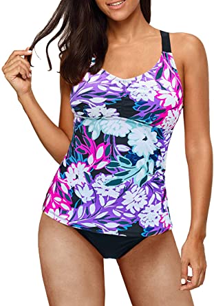 Dokotoo Womens Striped Print Racerback Tankini Swim Top No Bottom (S-XXXL)