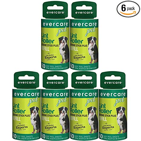 Evercare Extra Sticky Pet Lint Roller Refill 60 sheets - 6-Pack