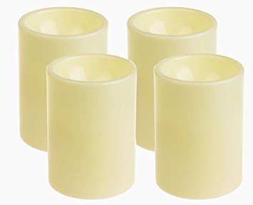 Home Impressions 3X4 Inches Flameless Plastic Pillar Led Candle Light With Timer,Battery Operated,Ivory,pack of 4