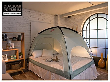 DDASUMI Warm Tent For Double Bed Without Floor (Mint) - Blocking Cold air, Privacy, Play Indoor Tent