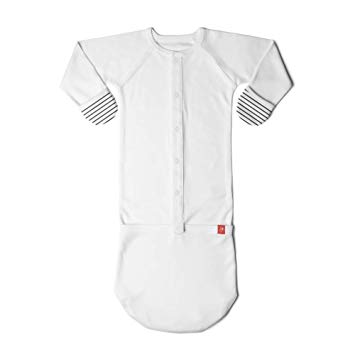 Baby Pajamas, Convertible Slip-On Sleep Sack (6-9 Months, Hello Baby Brown, Stripe Gray)