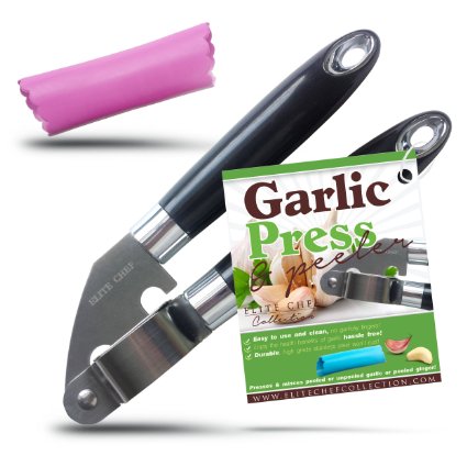 Elite Chef Garlic Press Mincer & Peeler Is Best for Effortlessly Crushing Large Cloves