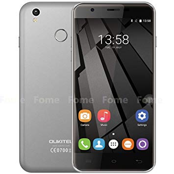 Oukitel U7 Plus 5.5 Inches Unlocked 4G MT6737 Quad Core Fingerprint Smartphone RAM 2G ROM 16G 13MP Android 6.0 Cell Phone (Gray)