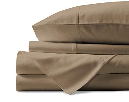 Mayfair Linen 100% Egyptian Cotton Sheets, Taupe Queen Sheets Set, 800 Thread Count Long Staple Cotton, Sateen Weave for Soft and Silky Feel, Fits Mattress Upto 18'' DEEP Pocket