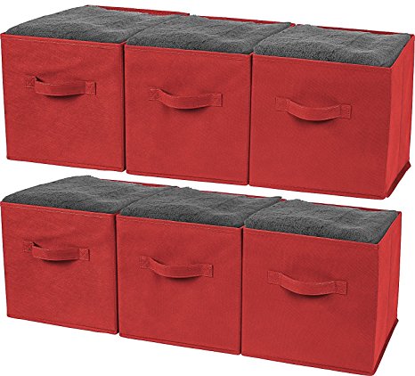 Greenco Foldable Storage Cubes Non-woven Fabric -6 Pack-(Red)
