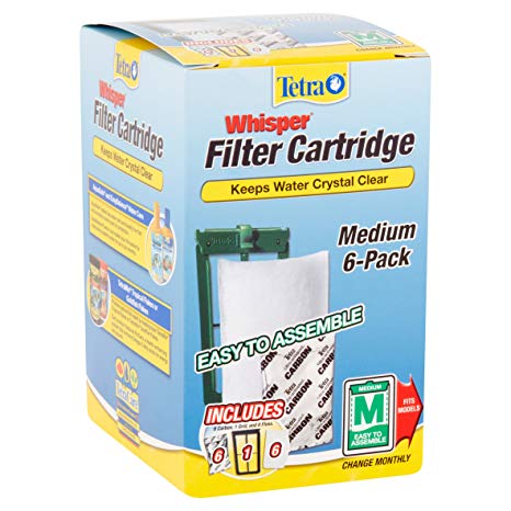 Tetra - Whisper Activated Carbon Aquarium Tank Filter Cartridges, Medium, 6-Pack. (Fits 2-10 Gallon Internal Power Filters Or 5-15 Gallon External Power Filters.)