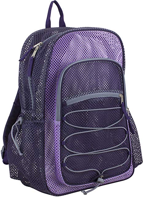 Eastsport XL Semi-Transparent Mesh Backpack with Comfort Padded Straps and Bungee, Blackberry/Lavender/Soft Silver