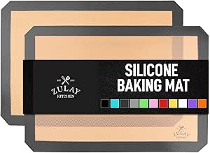 Zulay Kitchen 16.5"x11.6" 2-Pack Silicone Baking Mat Sheet - Reusable Silicone Baking Sheet - Easy & Convenient Nonstick Baking Supplies - Silicone Mats for Baking - Baking Mat For Oven - (Dark Gray)