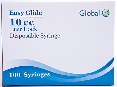 Easy Glide Luer Lock Syringe, 10 cc, 100 Piece