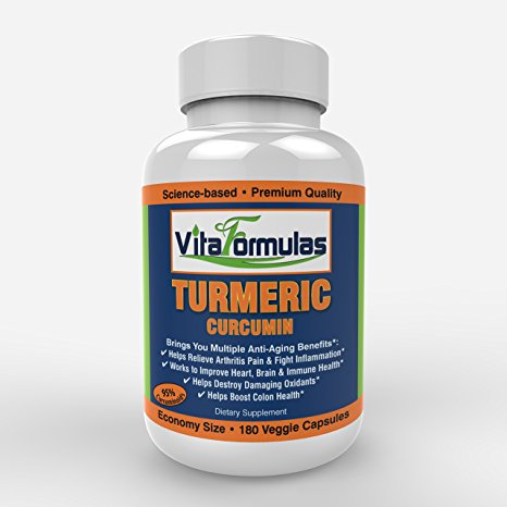 Turmeric Helps with Joint Pain Immune Support Antioxidant Anti-inflammatory Curcumin Mega 90-day Economy Anti-aging 95% Curcuminoids Helps with Heart and Brain Health Pure Premium Quality Gluten Free
