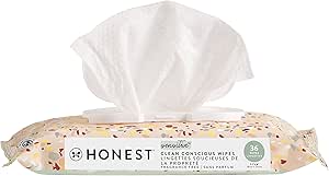 The Honest Company Clean Conscious Unscented Wipes | Over 99% Water, Compostable, Plant-Based, Baby Wipes | Hypoallergenic for Sensitive Skin, EWG Verified | Terrazzo, 36 Count