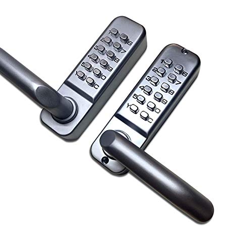 KIASET Mechanical Keyless Door Lock Double Sided Keypad Push Button Combination Lock with Lever Handle, Satin Chrome LK420DS